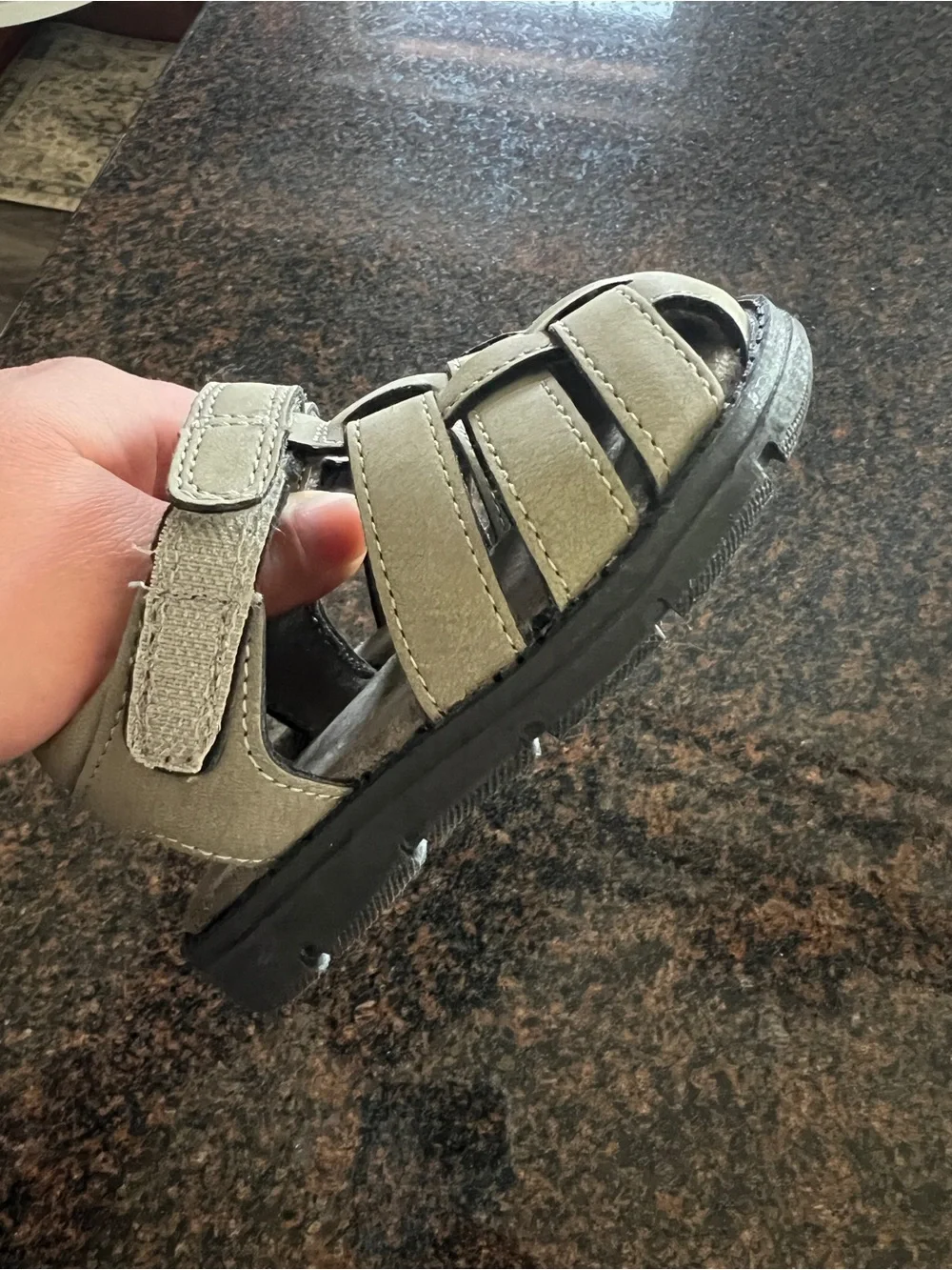 The Children's Place Grey Woven Hook-and-Loop Kids Sandals